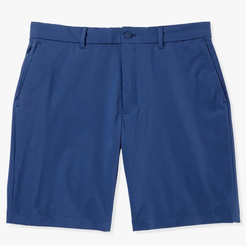 New! Fair Harbor Men's Deep Blue Flat Front Compass Shorts, sz 32 - Picture 1 of 8
